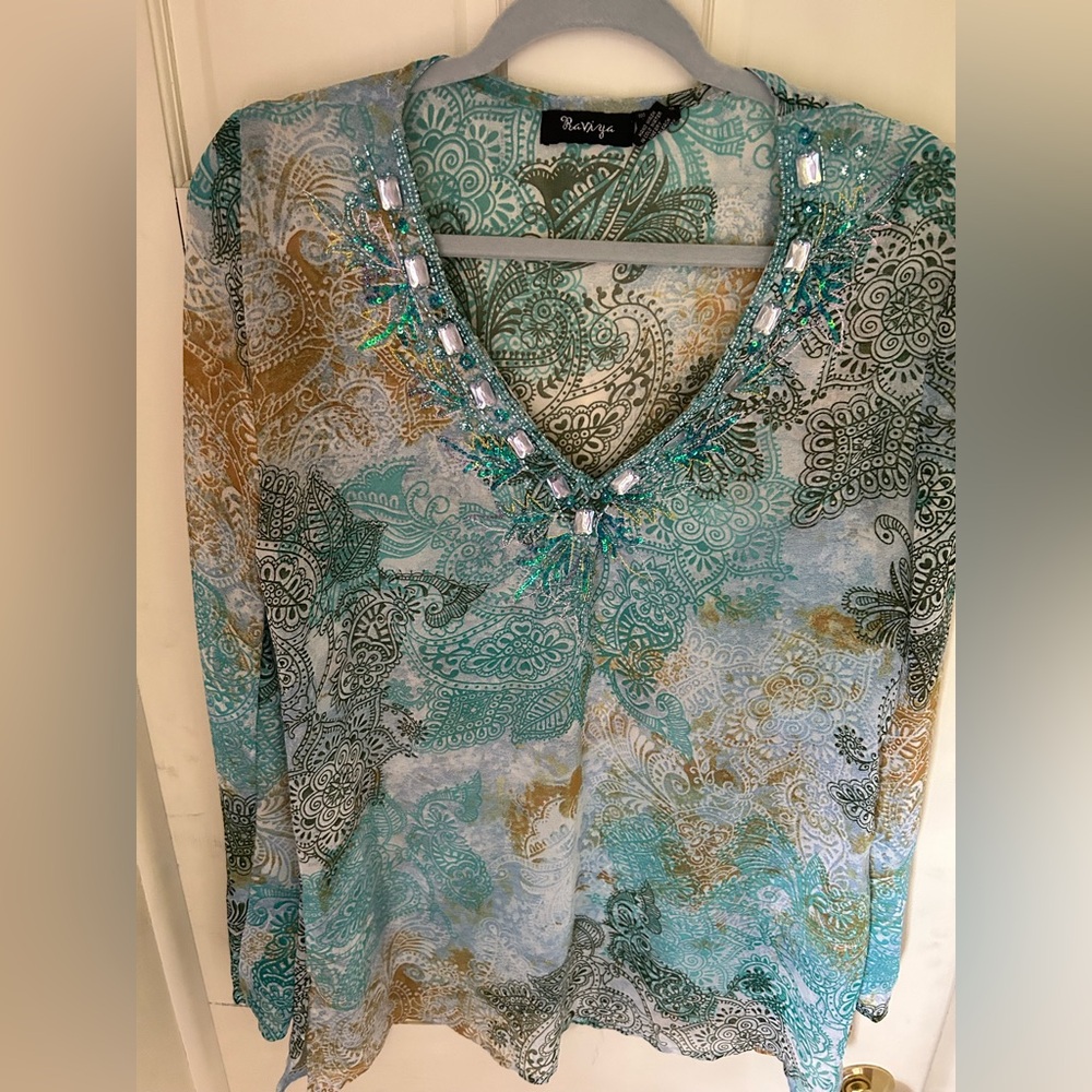 Embellished Paisley Long Sleeve CoverUp